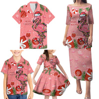 Flamingo Christmas Family Matching Puletasi Dress and Hawaiian Shirt 2023 Seamless Xmas Vibes - Wonder Print Shop