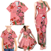 Flamingo Christmas Family Matching Tank Maxi Dress and Hawaiian Shirt 2023 Seamless Xmas Vibes - Wonder Print Shop