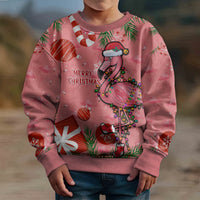 Flamingo Christmas Kid Ugly Christmas Sweater 2023 Seamless Xmas Vibes - Wonder Print Shop