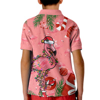 Flamingo Christmas Kid Polo Shirt 2023 Seamless Xmas Vibes - Wonder Print Shop