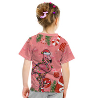 Flamingo Christmas Kid T Shirt 2023 Seamless Xmas Vibes - Wonder Print Shop