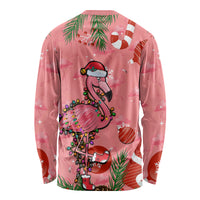 Flamingo Christmas Long Sleeve Shirt 2023 Seamless Xmas Vibes - Wonder Print Shop