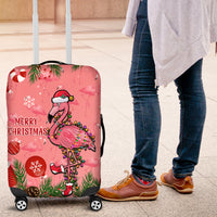 Flamingo Christmas Luggage Cover 2023 Seamless Xmas Vibes - Wonder Print Shop
