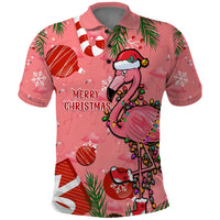 Flamingo Christmas Polo Shirt 2023 Seamless Xmas Vibes - Wonder Print Shop