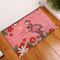 Flamingo Christmas Rubber Doormat 2023 Seamless Xmas Vibes - Wonder Print Shop