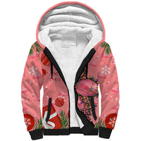 Flamingo Christmas Sherpa Hoodie 2023 Seamless Xmas Vibes - Wonder Print Shop