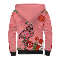 Flamingo Christmas Sherpa Hoodie 2023 Seamless Xmas Vibes - Wonder Print Shop