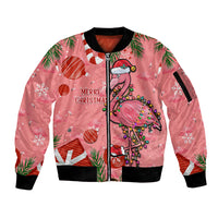 Flamingo Christmas Sleeve Zip Bomber Jacket 2023 Seamless Xmas Vibes - Wonder Print Shop