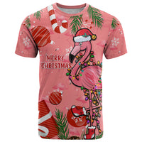 Flamingo Christmas T Shirt 2023 Seamless Xmas Vibes - Wonder Print Shop