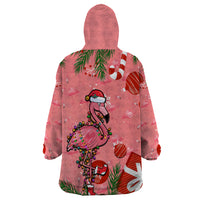 Flamingo Christmas Wearable Blanket Hoodie 2023 Seamless Xmas Vibes - Wonder Print Shop