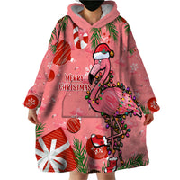 Flamingo Christmas Wearable Blanket Hoodie 2023 Seamless Xmas Vibes - Wonder Print Shop