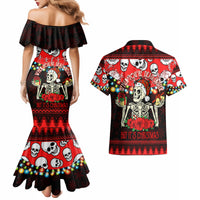 Skull Christmas Couples Matching Mermaid Dress and Hawaiian Shirt When You Are Dead Inside But It Is Christmas - Wonder Print Shop