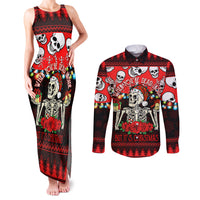 Skull Christmas Couples Matching Tank Maxi Dress and Long Sleeve Button Shirt When You Are Dead Inside But It Is Christmas - Wonder Print Shop
