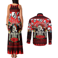 Skull Christmas Couples Matching Tank Maxi Dress and Long Sleeve Button Shirt When You Are Dead Inside But It Is Christmas - Wonder Print Shop