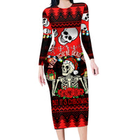 Skull Christmas Family Matching Long Sleeve Bodycon Dress and Hawaiian Shirt When You Are Dead Inside But It Is Christmas - Wonder Print Shop