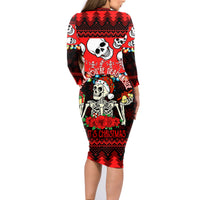 Skull Christmas Family Matching Long Sleeve Bodycon Dress and Hawaiian Shirt When You Are Dead Inside But It Is Christmas - Wonder Print Shop