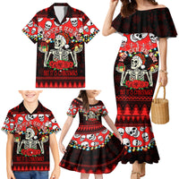 Skull Christmas Family Matching Mermaid Dress and Hawaiian Shirt When You Are Dead Inside But It Is Christmas - Wonder Print Shop