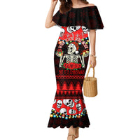 Skull Christmas Family Matching Mermaid Dress and Hawaiian Shirt When You Are Dead Inside But It Is Christmas - Wonder Print Shop