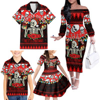 Skull Christmas Family Matching Off Shoulder Long Sleeve Dress and Hawaiian Shirt When You Are Dead Inside But It Is Christmas - Wonder Print Shop