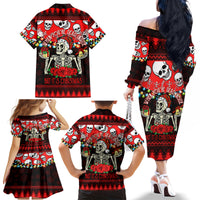 Skull Christmas Family Matching Off Shoulder Long Sleeve Dress and Hawaiian Shirt When You Are Dead Inside But It Is Christmas - Wonder Print Shop