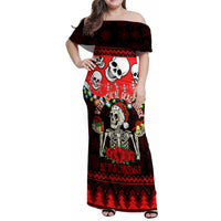 Skull Christmas Family Matching Off Shoulder Maxi Dress and Hawaiian Shirt When You Are Dead Inside But It Is Christmas - Wonder Print Shop