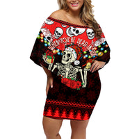 Skull Christmas Family Matching Off Shoulder Short Dress and Hawaiian Shirt When You Are Dead Inside But It Is Christmas - Wonder Print Shop