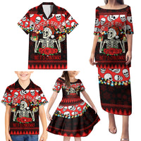Skull Christmas Family Matching Puletasi Dress and Hawaiian Shirt When You Are Dead Inside But It Is Christmas - Wonder Print Shop