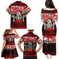 Skull Christmas Family Matching Puletasi Dress and Hawaiian Shirt When You Are Dead Inside But It Is Christmas - Wonder Print Shop
