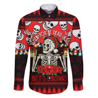 Skull Christmas Family Matching Puletasi Dress and Hawaiian Shirt When You Are Dead Inside But It Is Christmas - Wonder Print Shop