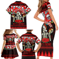Skull Christmas Family Matching Short Sleeve Bodycon Dress and Hawaiian Shirt When You Are Dead Inside But It Is Christmas - Wonder Print Shop