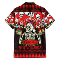 Skull Christmas Family Matching Short Sleeve Bodycon Dress and Hawaiian Shirt When You Are Dead Inside But It Is Christmas - Wonder Print Shop