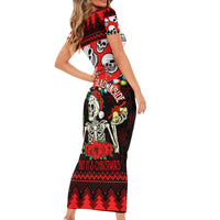 Skull Christmas Family Matching Short Sleeve Bodycon Dress and Hawaiian Shirt When You Are Dead Inside But It Is Christmas - Wonder Print Shop