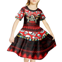 Skull Christmas Kid Short Sleeve Dress When You Are Dead Inside But It Is Christmas - Wonder Print Shop