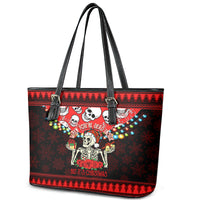 Skull Christmas Leather Tote Bag When You Are Dead Inside But It Is Christmas - Wonder Print Shop