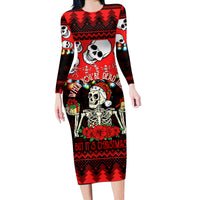 Skull Christmas Long Sleeve Bodycon Dress When You Are Dead Inside But It Is Christmas - Wonder Print Shop
