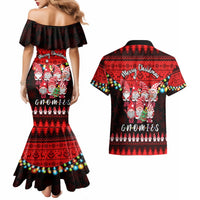 Chilling With My Gnomies Christmas Couples Matching Mermaid Dress and Hawaiian Shirt Gnomie Friend Xmas Vibes - Wonder Print Shop