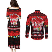 Chilling With My Gnomies Christmas Couples Matching Puletasi Dress and Long Sleeve Button Shirt Gnomie Friend Xmas Vibes - Wonder Print Shop