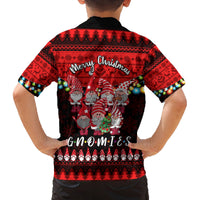 Chilling With My Gnomies Christmas Family Matching Off Shoulder Long Sleeve Dress and Hawaiian Shirt Gnomie Friend Xmas Vibes - Wonder Print Shop