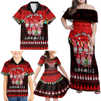 Chilling With My Gnomies Christmas Family Matching Off Shoulder Maxi Dress and Hawaiian Shirt Gnomie Friend Xmas Vibes - Wonder Print Shop
