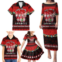 Chilling With My Gnomies Christmas Family Matching Puletasi Dress and Hawaiian Shirt Gnomie Friend Xmas Vibes - Wonder Print Shop