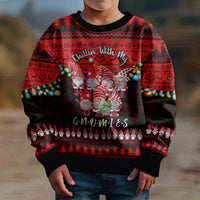 Chilling With My Gnomies Christmas Kid Ugly Christmas Sweater Gnomie Friend Xmas Vibes - Wonder Print Shop