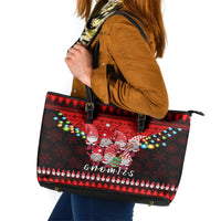 Chilling With My Gnomies Christmas Leather Tote Bag Gnomie Friend Xmas Vibes - Wonder Print Shop