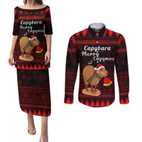 Capybara Christmas Couples Matching Puletasi Dress and Long Sleeve Button Shirt Merry Capymas - Wonder Print Shop