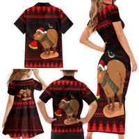 Capybara Christmas Family Matching Short Sleeve Bodycon Dress and Hawaiian Shirt Merry Capymas - Wonder Print Shop