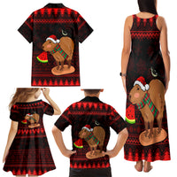 Capybara Christmas Family Matching Tank Maxi Dress and Hawaiian Shirt Merry Capymas - Wonder Print Shop
