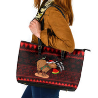 Capybara Christmas Leather Tote Bag Merry Capymas - Wonder Print Shop