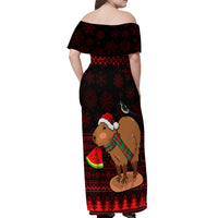 Capybara Christmas Off Shoulder Maxi Dress Merry Capymas - Wonder Print Shop