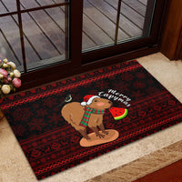 Capybara Christmas Rubber Doormat Merry Capymas - Wonder Print Shop