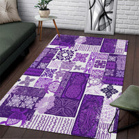 Hawaiian Quilt Area Rug Tiki Tropical Retro Purple Version - Wonder Print Shop