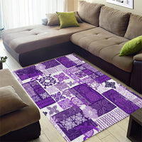 Hawaiian Quilt Area Rug Tiki Tropical Retro Purple Version - Wonder Print Shop